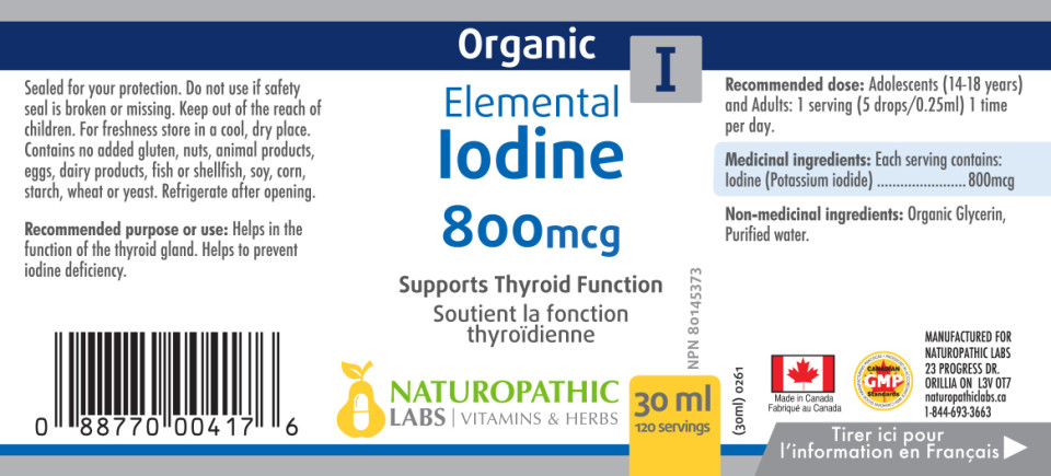 Elemental Iodine 800mcg (Organic) - 30ml + BONUS