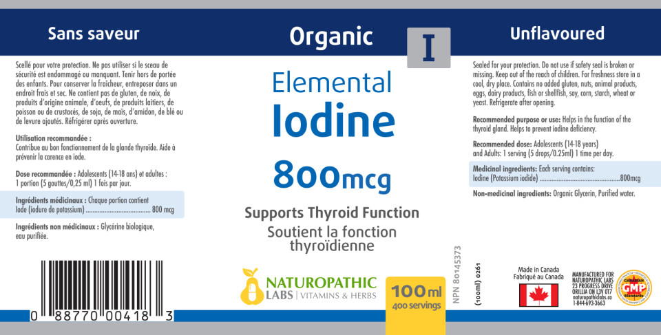 Elemental Iodine 800mcg (Organic) - 100 + 15ml FREE