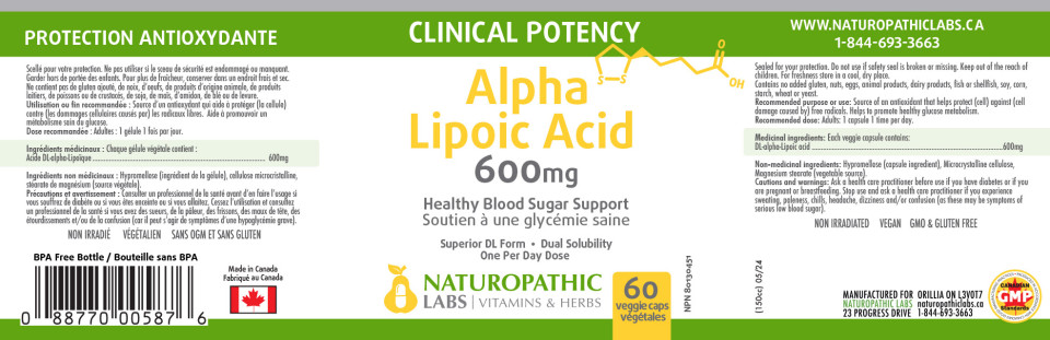 Alpha Lipoic Acid (Superior DL Form) 600mg - 60 V-Caps