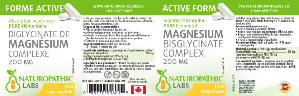Magnesium Bisglycinate 200mg - 100 + 100 Caps FREE
