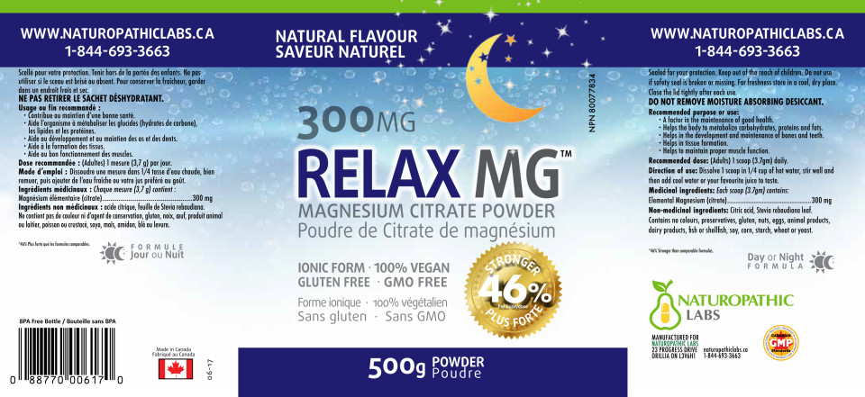 Relax MG Magnesium Powder (Natural) 300mg - 500 + 250g FREE