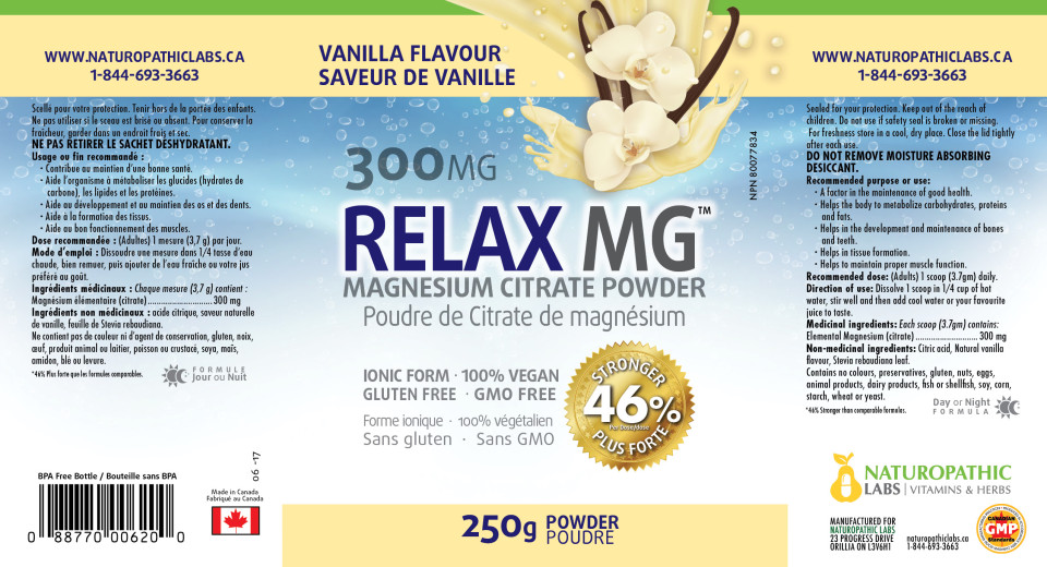 Relax MG Magnesium Powder (Vanilla) 300mg - 250g