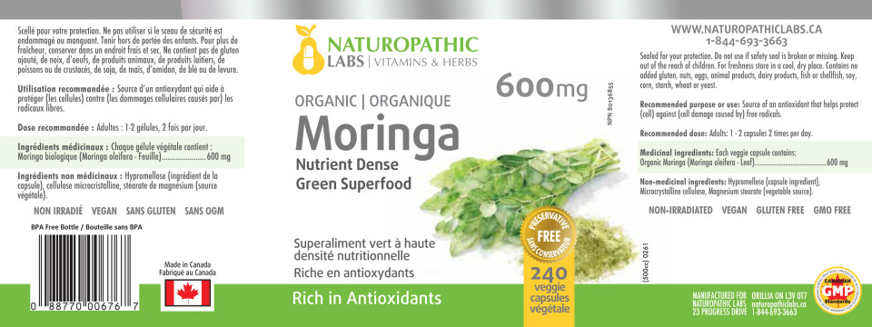 Moringa 600mg (Organic) - 240 + 60 V-Caps Free