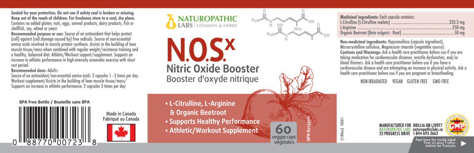 NOSx Nitric Oxide Booster 633mg - 60 V-Caps