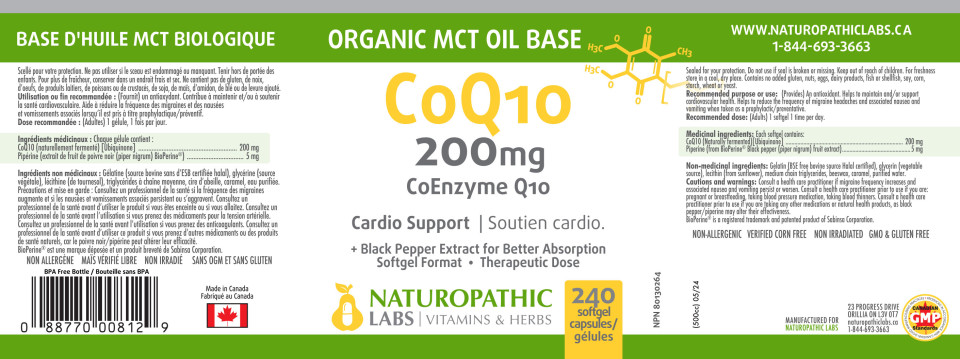 Active CoQ10 200mg (+Org. MCT Oil Base & Black Pepper) - 240 + 60 Softgels FREE