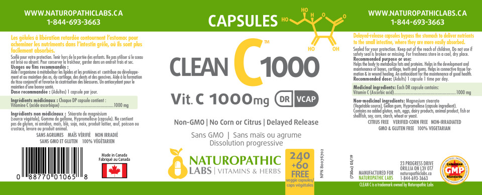 Clean C 1000 (Vitamin C 1,000mg) - 300 + 90 V-Caps 