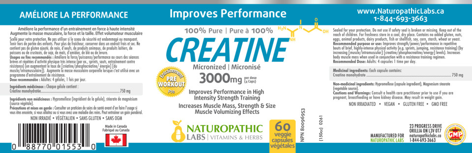 Creatine 3000mg (Micronized) - 60 V-Caps