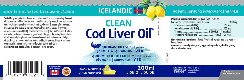 Clean Icelandic Cod Liver Oil (Lemon) - 200ml + BONUS