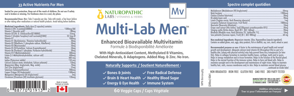 Multi-Lab Men's Bioavailable Daily Vitamin - 60 V-Caps