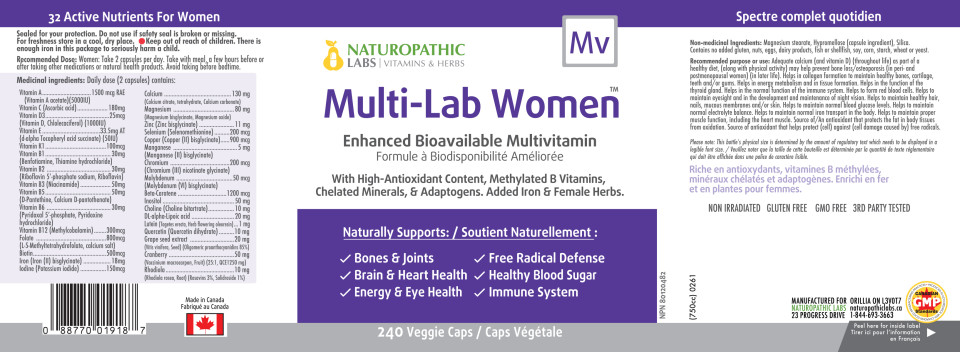 Multi-Lab Women's Bioavailable Daily Vitamin - 240 V-Caps