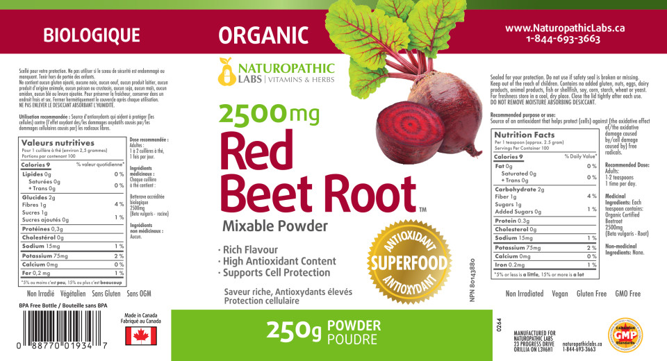 Red Beet Root Powder 2500mg (Organic) - 250g