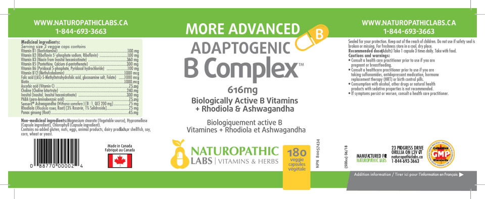 Adaptogenic B-Complex 616mg - 180 V-Caps + BONUS