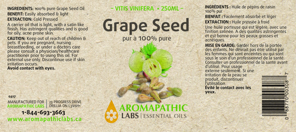 Grape Seed Carrier Oil (100% Pure) - 250ml + BONUS