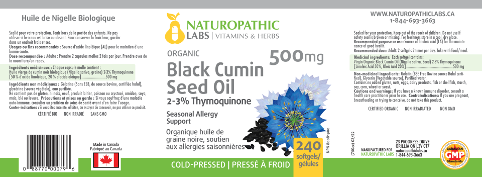 Black Cumin Seed Oil 500mg - 240 Softgels + BONUS