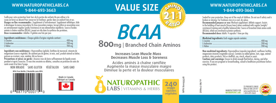 BCAA 800mg - 240 + 60 V-Caps FREE