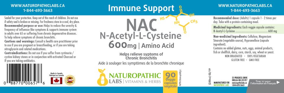 NAC (N-Acetyl-Cysteine) 600mg - 90 Caps + BONUS