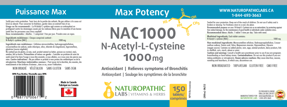 NAC (N-Acetyl-Cysteine) 1,000mg - 150 Tabs 
