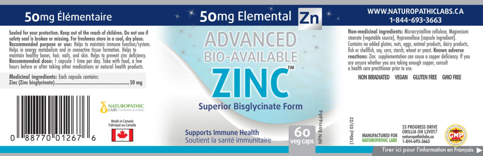 Zinc Bisglycinate 50mg - 60 V-Caps