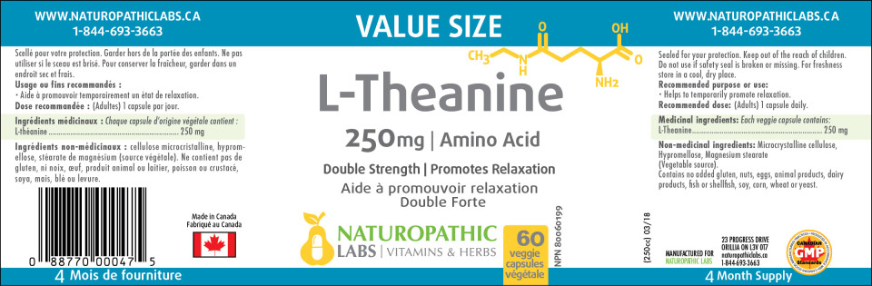 L-Theanine 250mg - 60 V-Caps + BONUS