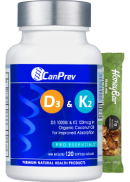 CanPrev D3 & K2 (Organic Coconut Oil) - 120 Softgels + BONUS