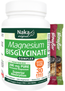 Naka Magnesium Bisglycinate Complex 200mg - 120 V-Caps + BONUS