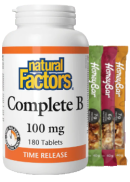 Natural Factors Complete B 100mg T/R - 180 Tabs + BONUS