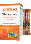 Natural Factors CurcuminRich Theracurmin Turmeric Root 30mg - 120 V-Caps + BONUS