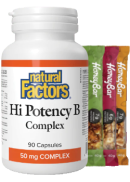 Natural Factors Hi Potency B-Complex 50mg - 90 Caps + BONUS