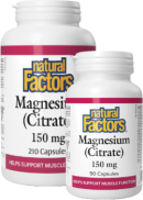 Natural Factors Magnesium Citrate 150mg - 210 Caps + BONUS