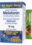 Natural Factors Melatonin Quick Release + Timed Release 10mg - 90 Bi-Layer Tabs + BONUS