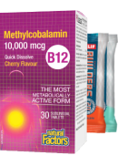 Natural Factors B-12 Methylcobalamin 10,000mcg (Cherry) - 30 Sublingual Tabs