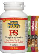 Natural Factors PS (Phosphatidylserine) 100mg - 60 Softgels + BONUS