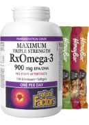 Natural Factors RxOmega-3 Maximum Triple Strength 900mg - 150 Softgels + BONUS