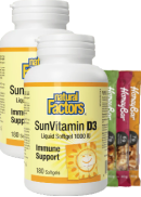 Natural Factors SunVitamin D3 1,000iu - 180 + 180 Softgels (2 For Deal) + BONUS
