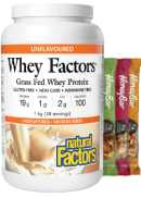 Natural Factors Whey Factors Protein (Unflavoured) - 1kg + BONUS