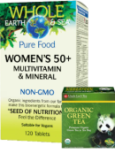 Natural Factors Whole Earth & Sea Pure Food Women's 50+ Multivitamin & Mineral - 120 Tabs + BONUS