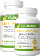 Naturopathic Labs Active Bromelain 500mg (2400GDU) - 240 + 120 V-Caps FREE