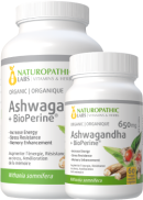 Naturopathic Labs Ashwagandha 650mg (Organic) + Bioperine - 240 V-Caps + BONUS