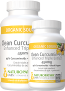 Naturopathic Labs Clean Curcumin-95 (Enhanced Triple Extract) 450mg - 120 V-Caps + BONUS