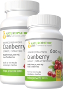 Naturopathic Labs Cranberry Extract 600mg (Organic) - 120 + 60 V-Caps FREE