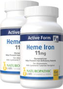 Naturopathic Labs Heme Iron 11mg - 60 + 60 Caps FREE