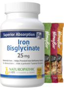 Naturopathic Labs Iron Bisglycinate 25mg - 120 Caps + BONUS