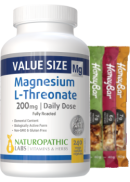 Naturopathic Labs Magnesium L-Threonate 200mg (Daily Dose) - 240 V-Caps + BONUS