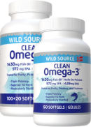 Naturopathic Labs Clean Omega-3 (Wild Source) 572mg EPA / 429mg DHA - 120 + 50 Softgels FREE