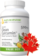 Naturopathic Labs Organic Clean Curcumin (Whole Turmeric Root) 500mg - 500 V-Caps + BONUS