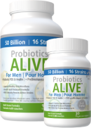 Naturopathic Labs Probiotics Alive For Men 50 Billion (Plus FOS Prebiotic) - 120 + 30 V-Caps FREE