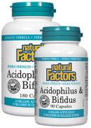 Natural Factors Acidophilus & Bifidus Double Strength - 180 + 90 Caps FREE