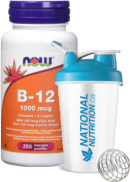 Now B-12 1,000mcg W/100mcg Folic Acid Chewable - 250 Lozenges + BONUS