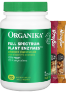 Organika Full Spectrum Plant Enzymes 500mg - 120 V-Caps + BONUS