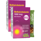 B-12 Methylcobalamin Sublingual 1,000mcg - 90 + 90 Tabs (2 For Deal) + BONUS